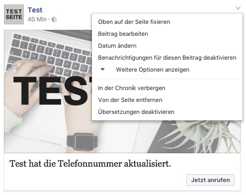 Facebook-Beiträge verbergen oder löschen