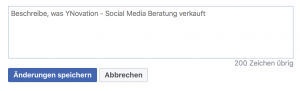 Facebook-Shop Beschreibungstext