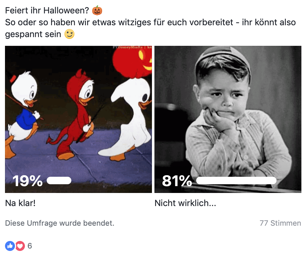 Beispiel einer Facebook Umfrage