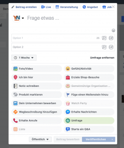 Facebook Umfrage Funktion