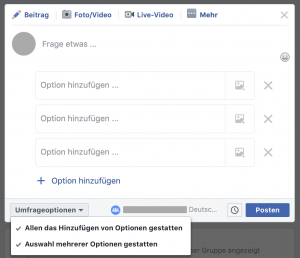 Facebook Umfrage in Gruppe mehrere Antworten