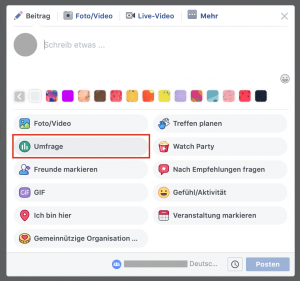 Facebook Umfrage in einer Facebook Gruppe