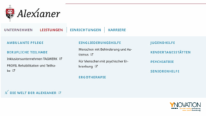 Screenshot der Website von ViaNobis, der die Leistungen ders sozialen Trägers zeigt