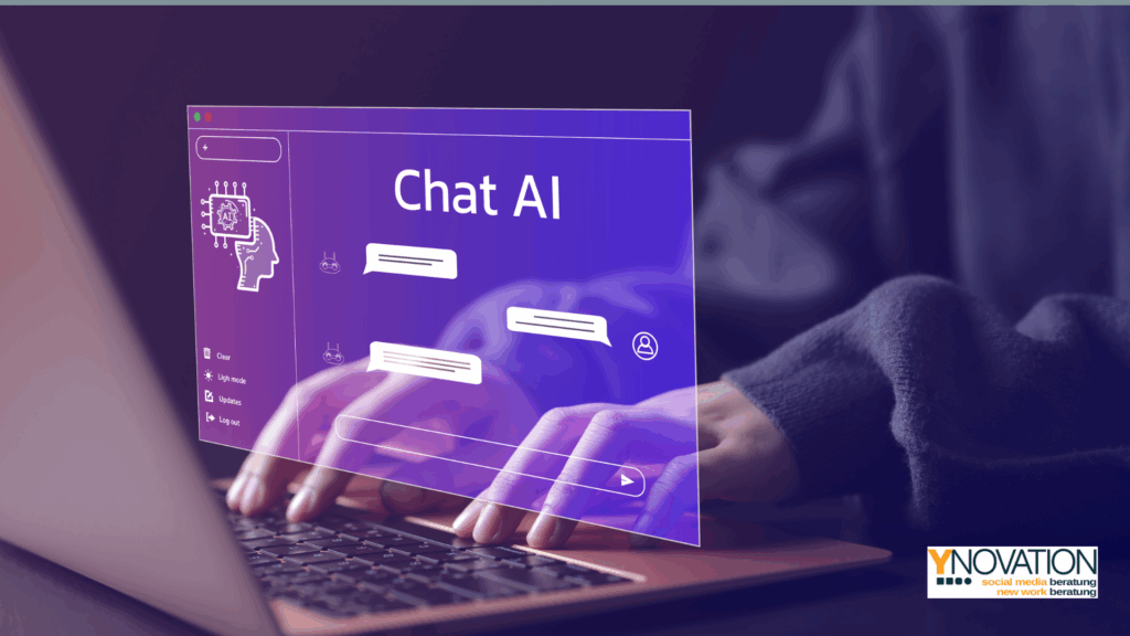 Ein Laptopbildschirm, auf dem ein KI-Chat geöffnet ist.