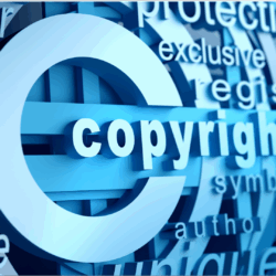 Eine Collage mit Wörtern wie copyright, licence, author und brand.